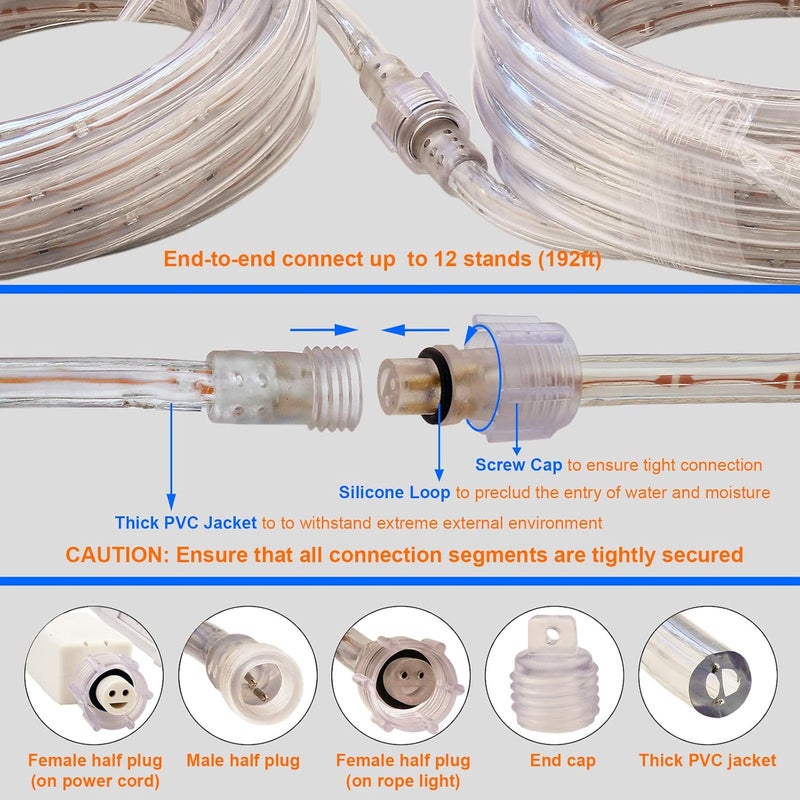 Areful Rope Lights, 16Ft Waterproof Connectable Strip Lighting, 4000K Nature White, Indoor Outdoor Mood Lighting for Home Christmas Holiday Garden Patio Party Decoration - Image 4